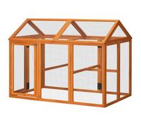 Enclos poulailler en bois - PawHut - parc grillagé - 140 x 88,5 x 106 cm - orange