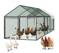 Enclos Poulailler en Métal-VEVOR-1 x 3 x 1 m-Parc à 6-8 Poules Grillagé avec Couverture-Toit en Pente-3 Portes