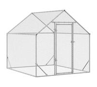 Enclos Poulailler, Enclos Abri pour Poules Extérieur Parc Grillagé Argent 200x170x177cm Acier galvanisé