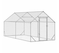 Enclos Poulailler, Enclos Abri pour Poules Extérieur Parc Grillagé Argent 400x170x177cm Acier galvanisé