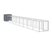 Enclos Poulailler, Enclos Abri pour Poules Extérieur Parc Grillagé avec Cour Anthracite 110x1017x110 cm Acier galvanisé