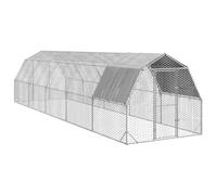 Enclos Poulailler, Enclos Abri pour Poules Extérieur Parc Grillagé avec Toit 2,5x10x2,25 m Acier galvanisé