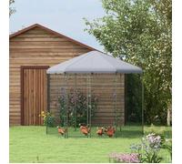 Enclos poulailler extérieur 5 m² parc grillagé dim. 2,8L x 2,45l x 2,46H - espace couvert - 5/8 poules