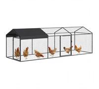 PawHut Enclos Poulailler Extérieur en Acier, 3 x 1 m Parc Grillagé avec Couverture Imperméable et 2 Portes Latérales Verrouillables, pour 3-5 Poules Lapins Canards, Noir