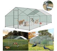 Enclos poulailler grillagé 3x6x2 M avec porte latérale et toit dôme acier galvanisé 18 m²-Vert - LILIIN