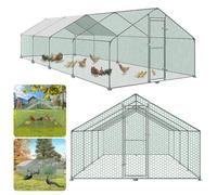 Enclos poulailler grillagé 3x8x2 M avec porte latérale et toit dôme acier galvanisé 24 m²-Vert - LILIIN