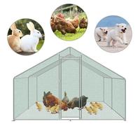 Enclos poulailler - HENGMEI - 12 m² - Acier galvanisé - Toit en polyéthylène - Extérieur