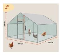 Enclos poulailler - Non spécifié - 4m2 - Métal - Toit imperméable - Pour 4 poules