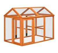 Enclos Poulailler Parc Grillagé Dim. 140l X 88,5l X 106h Cm - Bois De Sapin Pré-Huilé