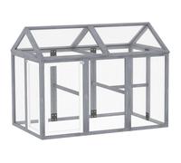 PawHut Enclos poulailler 1,18 m², Parc grillagé avec Porte verrouillables, Cadre en Bois Massif, volière pour 1-3 Poules, 140 x 88,5 x 106 cm, Gris
