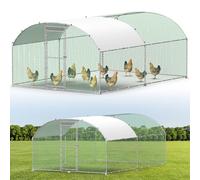 Enclos Poulailler,Poulailler d'Extérieur,Parc Grillagé avec Toit en Arc,Serrure de Sécurité,Résistant à l'hiver,Acier Galvanisé Enclos Extérieur pour Poules,Volailles,Cages à Oiseaux,Animaux,3x4M