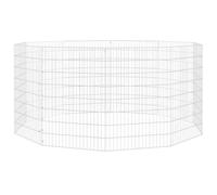 Enclos pour animaux 10 panneaux 54 x 80 cm fer galvanisé argenté | Maille 10 x 3 cm, assemblage requis, forme modulaire, espace fermé, utilisation dans la cour