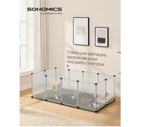 Enclos pour Animaux avec Plancher et Tapis Imperméable et Amovible, 143 x 73 x 46 cm, Blanc