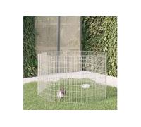 vidaXL Enclos pour animaux 8 panneaux – Cage à lapin, fer galvanisé, 54 x 80 cm