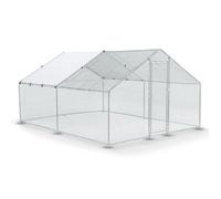 Enclos Juskys 3 x 4 x 2 m - Poulailler en métal Accessible d'une Surface de 12 m² avec Porte et verrou - Enclos pour Poules, Petits Animaux et Plantes