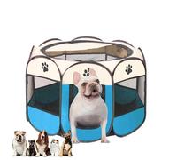 Enclos pour Animaux, Parc pour Chiots,Cage de Chiens Portable, Parc Portable Pliable pour Animaux de Compagnie, Cage pour Chat, pour intérieur et extérieur, 114 x 114 x 58cm Bleu et Blanc
