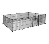 Enclos pour animaux - YRHOME - Clapier métallique - 142x72x36 cm - Noir - Pour chiots et lapins