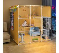 Enclos pour Chat/Chien avec Cage de Jeu, Grand chenil Amovible en Fil de Fer pour Chats d'intérieur, Espace d'exercice idéal pour 1 à 4 Chats