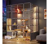 Enclos pour chat d'intérieur et d'extérieur avec bac à litière, cage étanche pour chaton pour une installation facile et un confort optimal