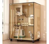 Enclos pour chat en bois avec portes d'évacuation et roulettes, maison multi-fonctions intérieur/extérieur pour chat pour la maison et les animaleries