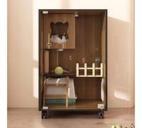 Enclos pour chat en bois - Grande maison pour chat intérieur/extérieur avec portes d'évacuation et roulettes pour la livraison à domicile et en magasin d'animaux