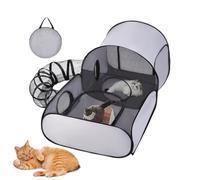 Enclos pour Chat | Parc d'exercice avec Tente et Tunnel Maison Pliable Sécurisée Petits Animaux - Accessoires de Voyage Maison, Camping Déplacements