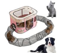 Enclos pour Chats avec Un Tunnel,Enclos De Jeu pour Petits Animaux | Configuration Facile Aire De Jeu pour Chaton Jouet pour Chat Qui S'ennuie pour Le Jardin Le Balcon La Pelouse La Terrasse