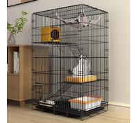 Enclos pour chats Cage Parc, Cage pliable à trois étages for chats, enclos for plusieurs chats, jeux intérieurs et extérieurs, blanc et noir(Black)