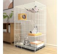 Enclos pour chats Cage Parc, Cage pliable à trois étages for chats, enclos for plusieurs chats, jeux intérieurs et extérieurs, blanc et noir(White)