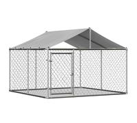 Enclos pour chien - 230 x 230 x 117 cm - Avec tubes en acier galvanisé renforcés de 32 mm - Porte de sécurité verrouillable - Enclos d'extérieur pour petits animaux avec bâche imperméable et
