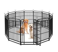 Enclos pour Chien en Métal avec 12 Panneaux, Parc à Chiot Pliable, Chenil d'Extérieur, 68 x 100 cm, Noir