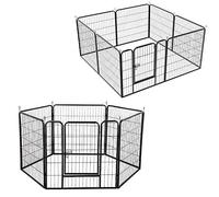 Enclos pour Chien et Lapin modulable 6 ou 8 ou 20 Panneaux Parc de Jeu sécurisé avec Porte Cage intérieur extérieur pour Petit Animal Chiot Rongeur (Clôture en Fer Noir-6 pcs)