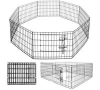 Enclos pour chien - Springos® - Modèle pliable 8 parties - 155 cm diamètre - 61 cm hauteur - Métal noir