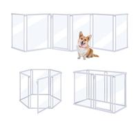 Enclos pour Chien Transparent en Acrylique, 318 cm Barrière de Sécurité, Parc à Chiot Modulable d'Intérieur - Clôture Sécurisée pour Petit Chien, Chat, Lapin & Cochon d'Inde - Blanc