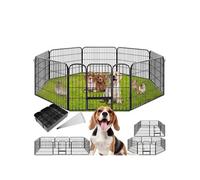 Enclos pour chiots / chien modulable 8 parties Pliable coins arrondis gris