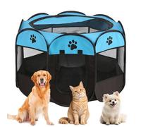 Enclos pour chiots et chats - 74 x 74 x 43 cm - Pour chiots et chats - Pour l'extérieur et l'intérieur - Pour petits animaux tels que chiens et chats (bleu clair + empreintes de pattes)