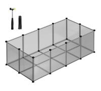 Enclos pour Petits Animaux avec Fond, Cage modulable pour Cochon d’Inde, Hamster, Lapin, Rongeur, Gris