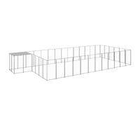 Enclos pour petits animaux - En acier argenté - 22,99 m² - Pour chiens de petite et moyenne taille