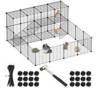 BAKAJI Clôture pour Animaux de Petite Taille Personnalisable en métal, clôture modulaire pour cochons d'Inde, Hamsters, Lapins, Chinchilla, pour intérieur et extérieur (143 x 71 x 46 cm, 2 étages)