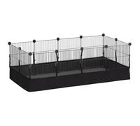 Enclos pour petits animaux - PawHut - 12 panneaux modulables - tapis étanche - acier - 120 x 60 x 40 cm - noir