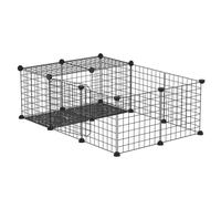 PawHut Enclos pour Petits Animaux Parc pour Lapins, cochons d'Inde et rongeurs clôture pour Animaux domestiques modulable, Noir