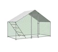 Enclos pour poulailler 3 x 1,57 m avec tubes en acier renforcés de 1 mm et serrure de sécurité, bâche de protection UV imperméable avec échelle, volière pour poules, canards, lapins