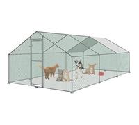 Enclos pour poulailler - HENGMEI - 3 x 6 x 2 m - Acier galvanisé - Protection solaire - Porte avec serrure