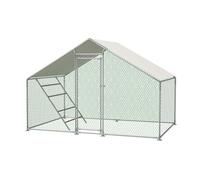 Enclos pour poules, canards, pigeons avec échelle, tubes en acier renforcés de 1 mm, serrure de sécurité et bâche de protection UV imperméable 3 x 2 m