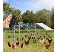 Enclos pour poules et lapins - 3 x 4 x 2 m - En acier galvanisé résistant aux intempéries - Enclos pour petits animaux avec serrure de sécurité pour poules et lapins - Avec toit en polyéthylène