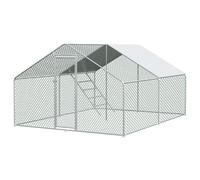 Enclos pour poules et lapins - 3 x 6 x 2 m - En acier galvanisé résistant aux intempéries - Enclos pour petits animaux avec serrure de sécurité pour poules et lapins - Avec toit en polyéthylène