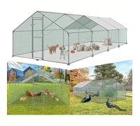 Enclos pour poules LARS360 - Clôture extérieure avec serrure - Toit d'ombre - 3x8x2m