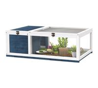Enclos Pour Tortue - Parc Pour Tortue - Niche, Enclos Extérieur, Toits Ouvrants Verrouillables - Plexiglas Métal Sapin Bleu