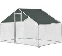 Enclos 'Silure' avec toit solaire Acier grillagé 3 x 2 x 2 m Argenté Vert foncé