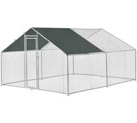 Enclos Extérieur Volière Cage pour Animaux avec Serrure Armature Acier Galvanisé 3 x 4 x 2 m Argent Vert Foncé [pro.tec] Vert Foncé Argent